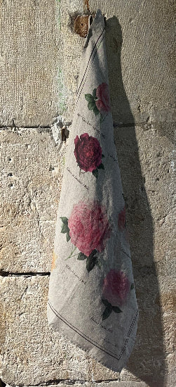 Torchon en lin "Les roses lyonnaises- Roseraie Ducher"