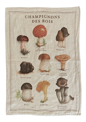 Torchon en lin "Champignons des bois"