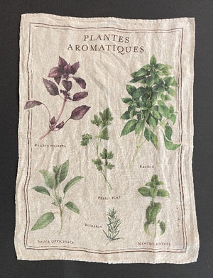 Torchon en lin "Plantes aromatiques"